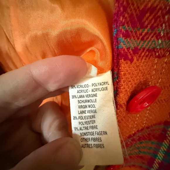 Vintage Bold Orange and Pink Plaid Suit Jacket - Picture 5 of 6